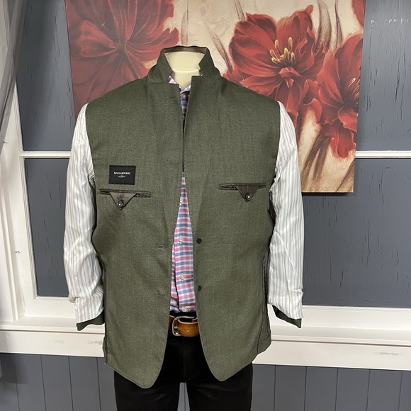 Banana Republic Blazer Mens 38S Short Slim Fit Polyester Blend Stretch Green - Picture 13 of 13